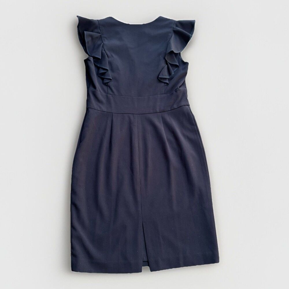 NWT $140 Nine West Ruffle V-Neck Sleeveless Sheath Black Dress Size 8 - Picture 9 of 14